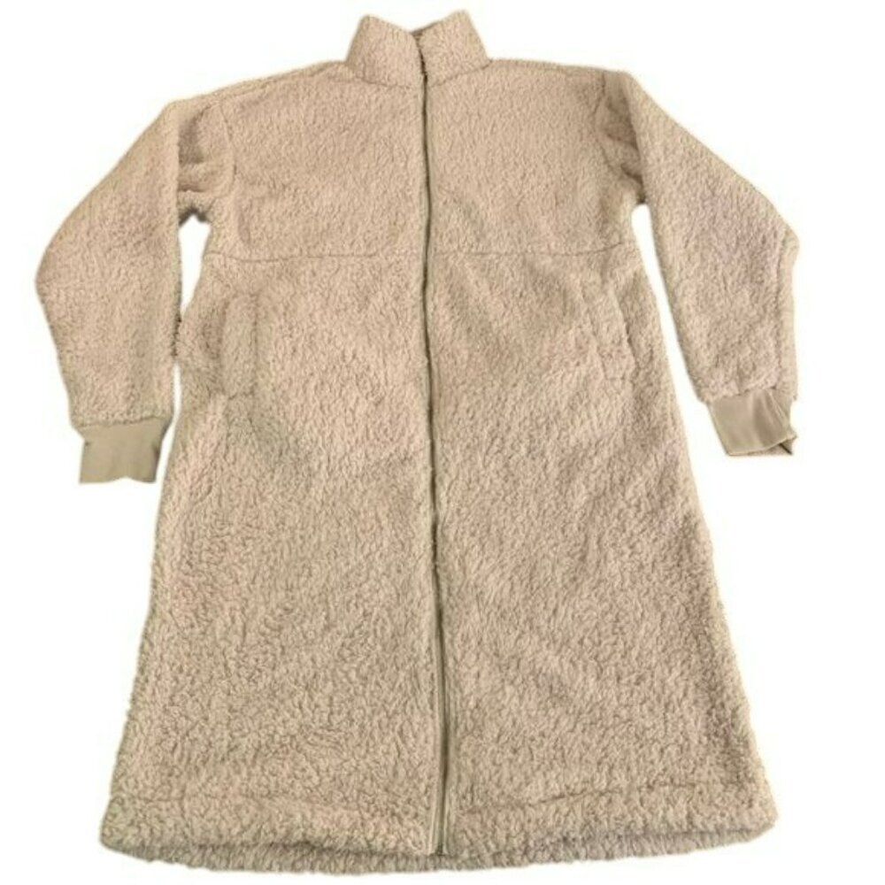 Fashion Nova Cabin Stay Sherpa jacket Ivory full zip size Large